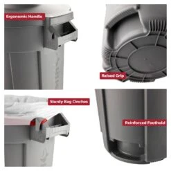 Husky 10 Gal. Grey Heavy Duty Commercial Outdoor Trash Can With Domed Lid (2-Pack) -Husky Shop husky commercial trash cans 999 2510 2pk a0 1000