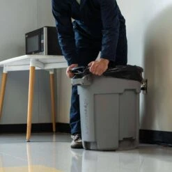 Husky 20 Gal. Grey Heavy Duty Commercial Outdoor Trash Can With Domed Lid (2-Pack) -Husky Shop husky commercial trash cans 999 2520 2pk 44 1000