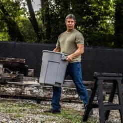 Husky 20 Gal. Grey Heavy Duty Commercial Outdoor Trash Can With Domed Lid (2-Pack) -Husky Shop husky commercial trash cans 999 2520 2pk 4f 1000