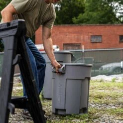 Husky 20 Gal. Grey Heavy Duty Commercial Outdoor Trash Can With Domed Lid (2-Pack) -Husky Shop husky commercial trash cans 999 2520 2pk 66 1000