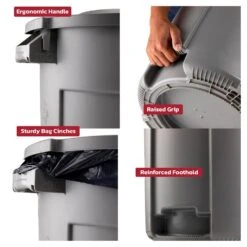 Husky 20 Gal. Grey Heavy Duty Commercial Outdoor Trash Can With Domed Lid (2-Pack) -Husky Shop husky commercial trash cans 999 2520 2pk a0 1000