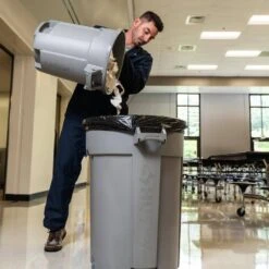 Husky 20 Gal. Grey Heavy Duty Commercial Outdoor Trash Can With Domed Lid (2-Pack) -Husky Shop husky commercial trash cans 999 2520 2pk fa 1000