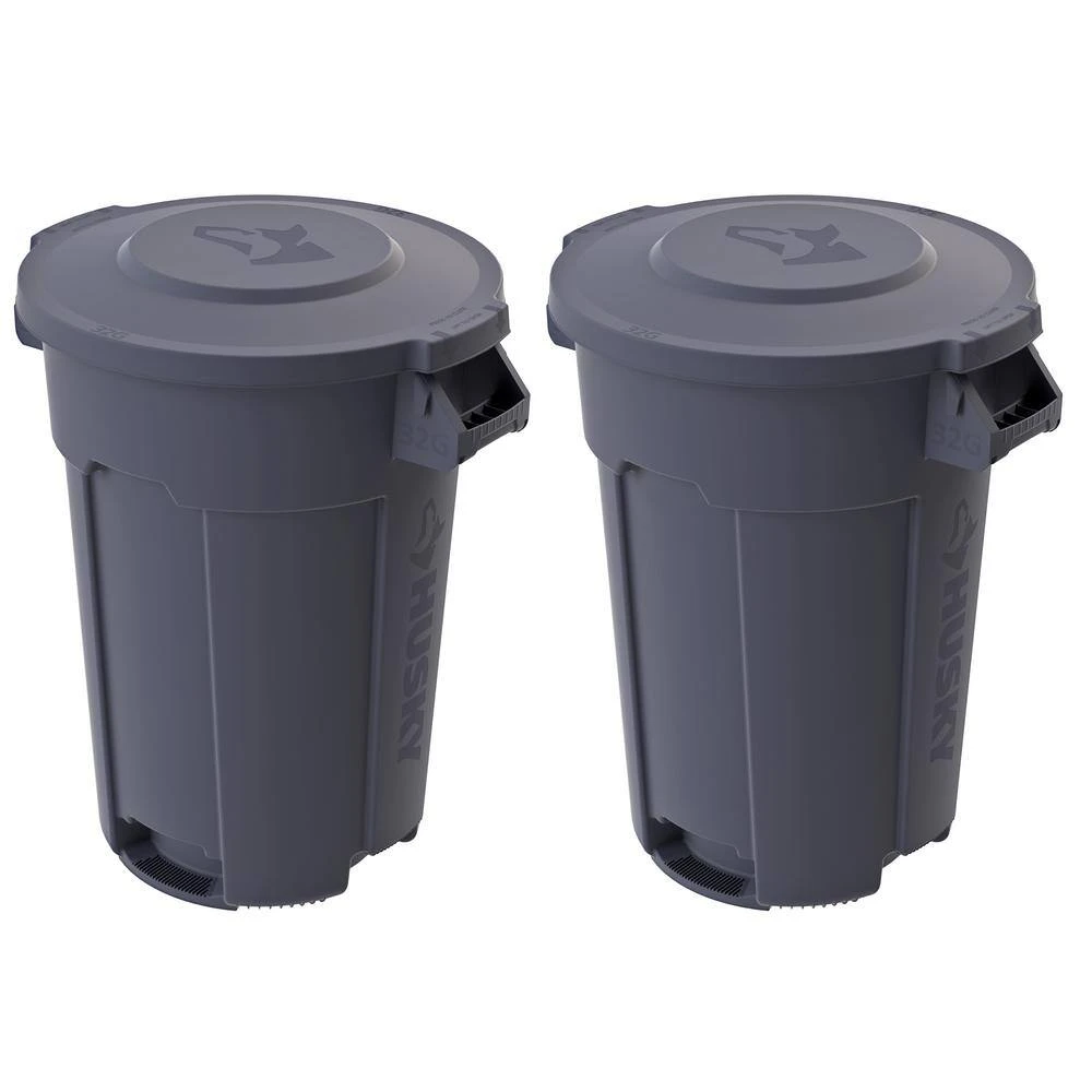 Husky 32 Gal. Grey Heavy Duty Commercial Outdoor Trash Can With Domed Lid (2-Pack) 1 Husky 32 Gal. Grey Heavy Duty Commercial Outdoor Trash Can With Domed Lid (2-Pack)