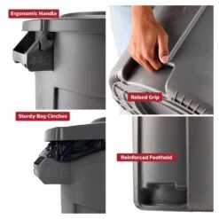 Husky 44 Gal. Grey Heavy Duty Commercial Outdoor Trash Can With Domed Lid -Husky Shop husky commercial trash cans 999 2544 a0 1000