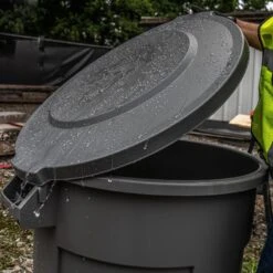 Husky 55 Gal. Grey Heavy Duty Commercial Outdoor Trash Can With Domed Lid -Husky Shop husky commercial trash cans 999 2555 1f 1000