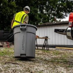 Husky 55 Gal. Grey Heavy Duty Commercial Outdoor Trash Can With Domed Lid -Husky Shop husky commercial trash cans 999 2555 4f 1000