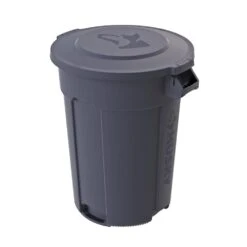 Husky 55 Gal. Grey Heavy Duty Commercial Outdoor Trash Can With Domed Lid