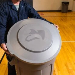 Husky 55 Gal. Grey Heavy Duty Commercial Outdoor Trash Can With Domed Lid -Husky Shop husky commercial trash cans 999 2555 76 1000