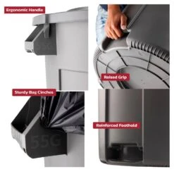 Husky 55 Gal. Grey Heavy Duty Commercial Outdoor Trash Can With Domed Lid -Husky Shop husky commercial trash cans 999 2555 a0 1000