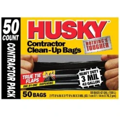 Husky 42 Gal. Heavy-Duty Clean-Up Bags (200-Count) -Husky Shop husky contractor bags hk42wc050b 4pk 44 1000