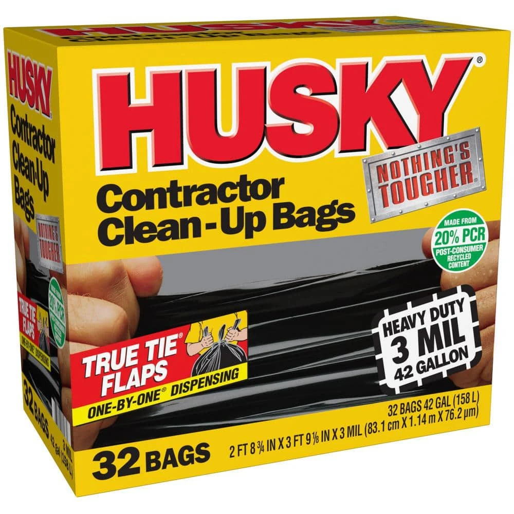 Husky 42 Gal. Heavy-Duty Contractor Clean-Up Bags With 20% PCR (32-Count) 8 Husky 42 Gal. Heavy-Duty Contractor Clean-Up Bags With 20% PCR (32-Count) - Image 8