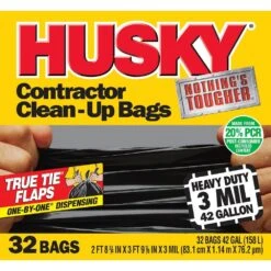 Husky 42 Gal. Heavy-Duty Contractor Clean-Up Bags With 20% PCR (32-Count)