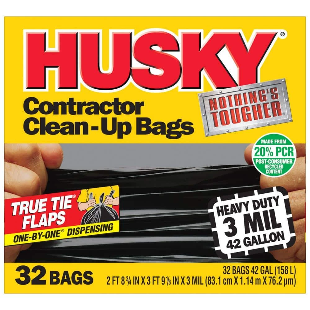 Husky 42 Gal. Heavy-Duty Contractor Clean-Up Bags With 20% PCR (32-Count) 6 Husky 42 Gal. Heavy-Duty Contractor Clean-Up Bags With 20% PCR (32-Count) - Image 6