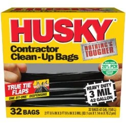 Husky 42 Gal. Heavy-Duty Contractor Clean-Up Bags With 20% PCR (32-Count) 17 Husky 42 Gal. Heavy-Duty Contractor Clean-Up Bags With 20% PCR (32-Count) -Husky Shop husky contractor bags hkr42wc032b c3 1000