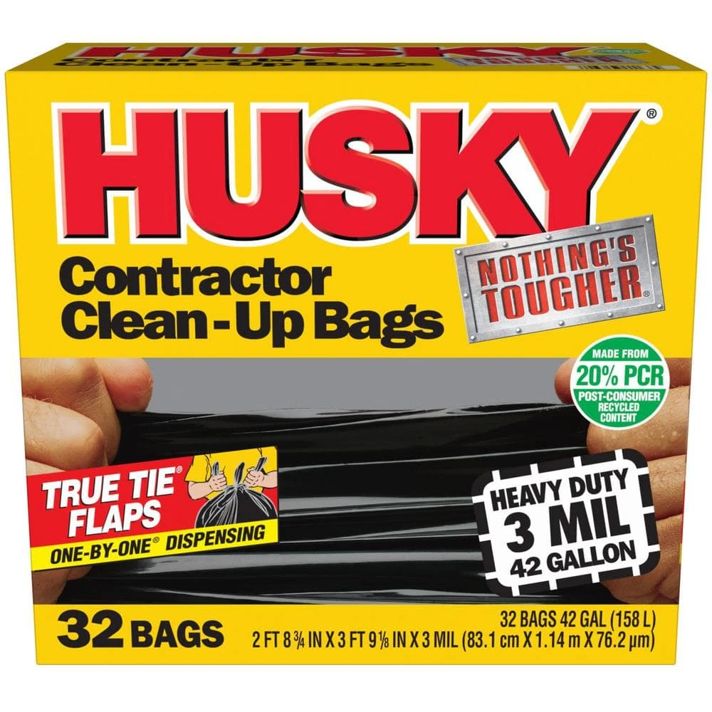 Husky 42 Gal. Heavy-Duty Contractor Clean-Up Bags With 20% PCR (32-Count) 7 Husky 42 Gal. Heavy-Duty Contractor Clean-Up Bags With 20% PCR (32-Count) - Image 7
