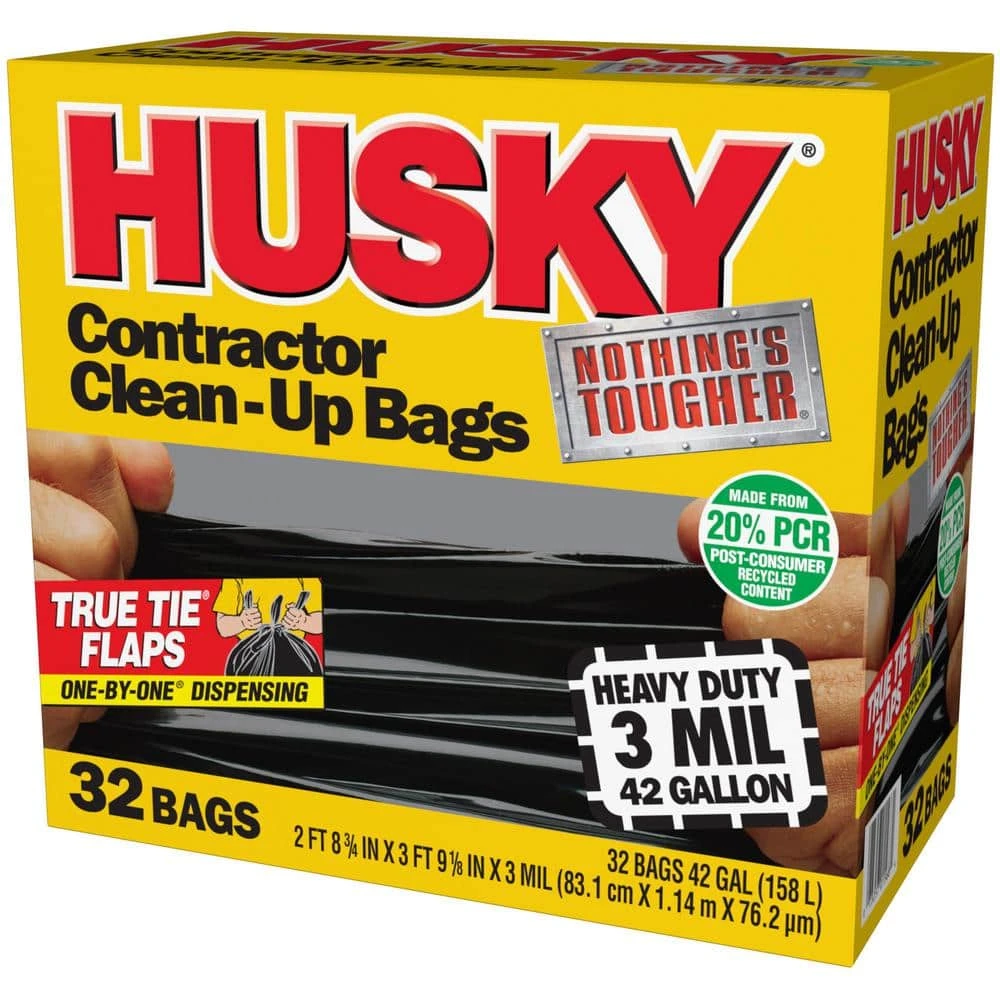 Husky 42 Gal. Heavy-Duty Contractor Clean-Up Bags With 20% PCR (32-Count) 11 Husky 42 Gal. Heavy-Duty Contractor Clean-Up Bags With 20% PCR (32-Count) - Image 11