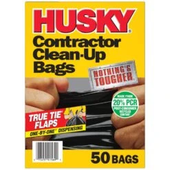 Husky 42 Gal. Heavy-Duty Contractor Clean-Up Bags With 20% PCR (50-Count) -Husky Shop husky contractor bags hkr42wc050b 40 1000