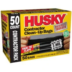 Husky 42 Gal. Heavy-Duty Contractor Clean-Up Bags With 20% PCR (50-Count) -Husky Shop husky contractor bags hkr42wc050b 4f 1000