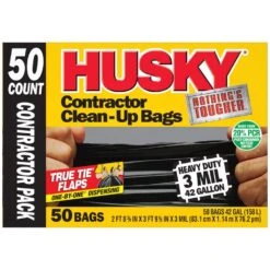 Husky 42 Gal. Heavy-Duty Contractor Clean-Up Bags With 20% PCR (50-Count) -Husky Shop husky contractor bags hkr42wc050b 66 1000