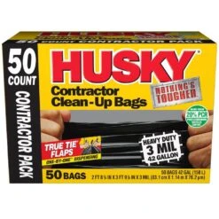 Husky 42 Gal. Heavy-Duty Contractor Clean-Up Bags With 20% PCR (50-Count) -Husky Shop husky contractor bags hkr42wc050b c3 1000