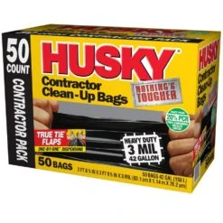 Husky 42 Gal. Heavy-Duty Contractor Clean-Up Bags With 20% PCR (50-Count) -Husky Shop husky contractor bags hkr42wc050b fa 1000