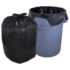 Husky 33 Gal. Heavy Duty Flap Tie Black Trash Liners (100-Count)