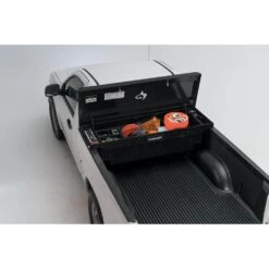 Husky 61.86 In. Matte Black Aluminum Low Profile Mid-Size Crossbed Truck Tool Box -Husky Shop husky crossover truck tool boxes 102102 53 01 77 1000