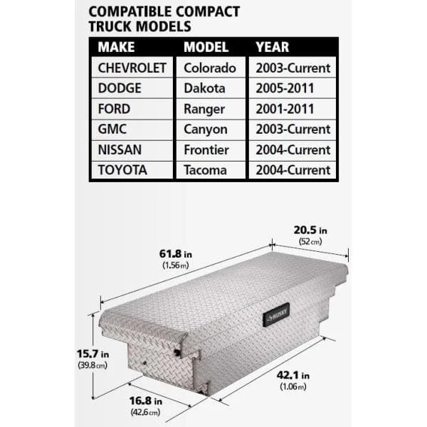 Husky 61.86 In. Diamond Plate Aluminum Low Profile Mid-Size Crossbed Truck Tool Box 2 Husky 61.86 In. Diamond Plate Aluminum Low Profile Mid-Size Crossbed Truck Tool Box - Image 2