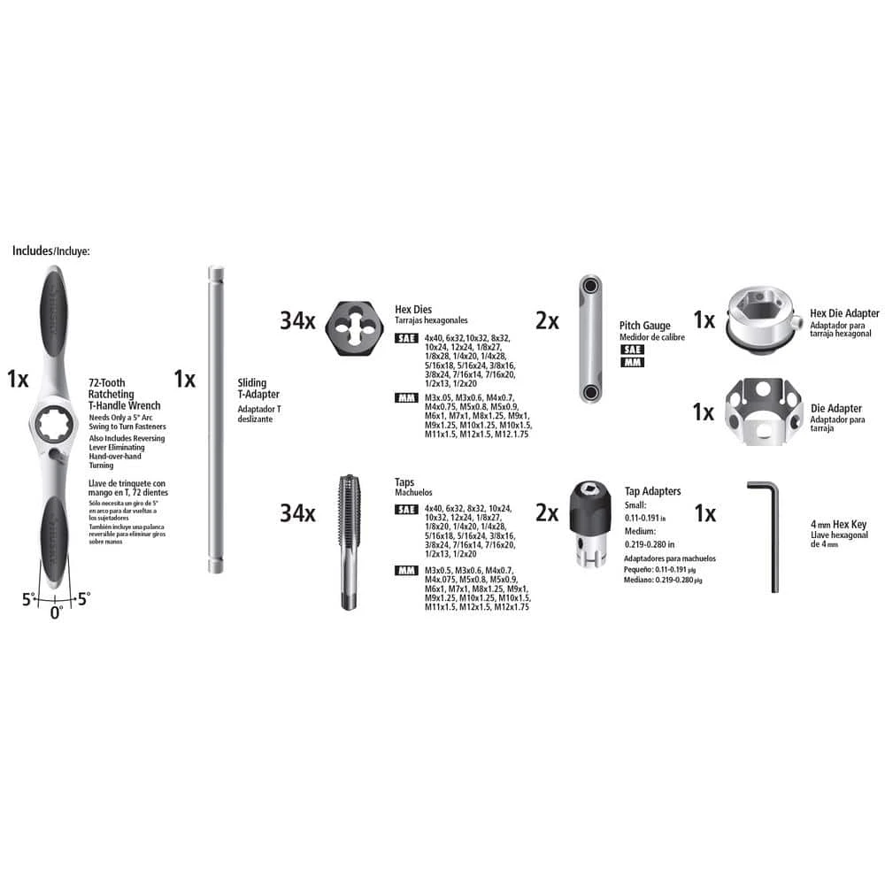 Husky SAE/Metric Ratcheting Tap And Die Set (77-Piece) 4 Husky SAE/Metric Ratcheting Tap And Die Set (77-Piece) - Image 4