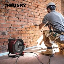 Husky 50 Ft. 14/3 13AMP Retractable Extension Cord Reel With 4 Grounded Outlets Black -Husky Shop husky extension cord reels em hsk 500n 66 1000