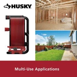 Husky 50 Ft. 14/3 13AMP Retractable Extension Cord Reel With 4 Grounded Outlets Black -Husky Shop husky extension cord reels em hsk 500n fa 1000