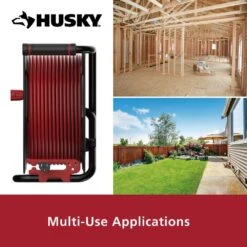 Husky 75 Ft. 12/3 13 Amp Retractable Extension Cord Reel With 4 Grounded Outlets Black -Husky Shop husky extension cord reels em hsk 750n fa 1000