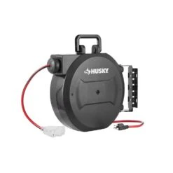 Husky 50 Ft. 14/3 Medium Duty 13-Amps Indoor Extension Cord Reel With Multiple Outlet Triple Tap End, Black -Husky Shop husky extension cord reels lts xp001 40 1000
