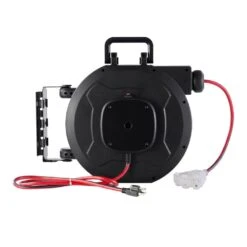 Husky 50 Ft. 14/3 Medium Duty 13-Amps Indoor Extension Cord Reel With Multiple Outlet Triple Tap End, Black -Husky Shop husky extension cord reels lts xp001 77 1000