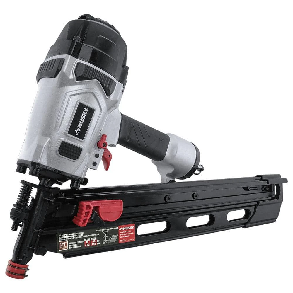 Husky Pneumatic 21-Degree 3-1/2 In. Full Round Head Framing Nailer 1 Husky Pneumatic 21-Degree 3-1/2 In. Full Round Head Framing Nailer