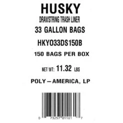 Husky 33 Gal. Drawstring Trash Bags (150-Count) -Husky Shop husky garbage bags hkyo33ds150b 1f 1000