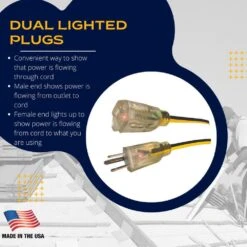 Husky VividFlex 100 Ft. 12/3 Heavy Duty Indoor/Outdoor Extension Cord With Lighted End, Yellow -Husky Shop husky general purpose cords 24100hy 44 1000