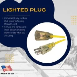 Husky 50 Ft. 14/3 Medium Duty Indoor/Outdoor Extension Cord With Lighted End, Yellow -Husky Shop husky general purpose cords 73050hy 44 1000