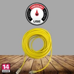 Husky 50 Ft. 14/3 Medium Duty Indoor/Outdoor Extension Cord With Lighted End, Yellow -Husky Shop husky general purpose cords 73050hy fa 1000