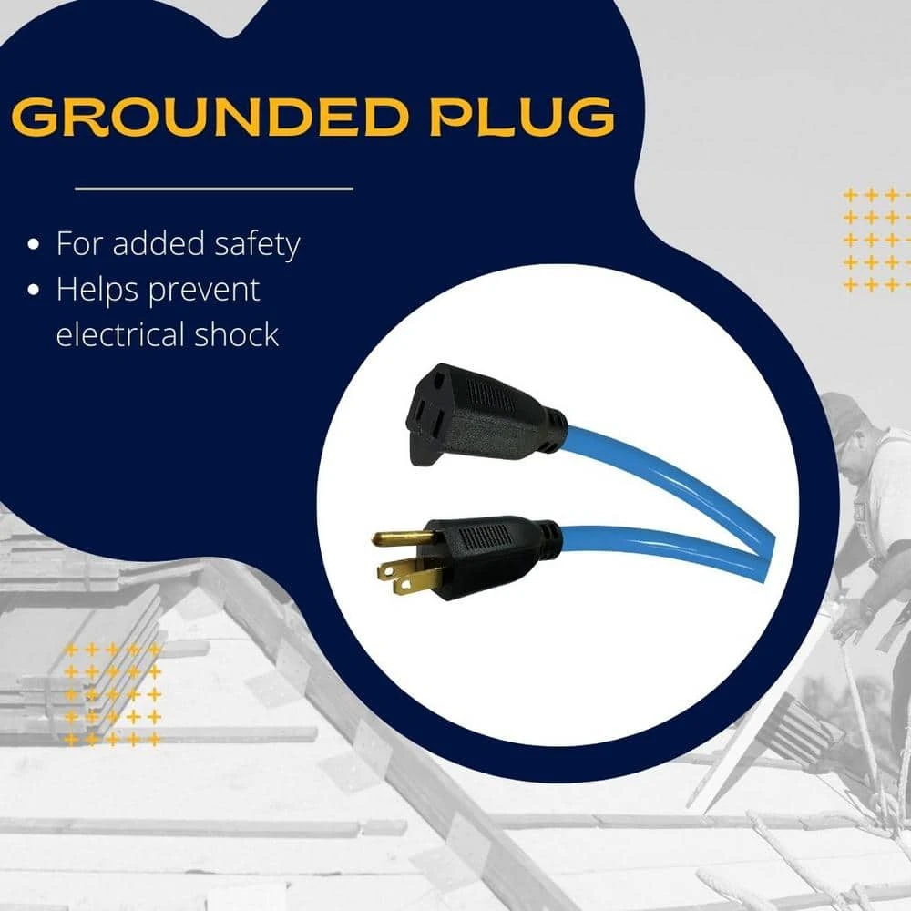 Husky 25 Ft. 12/3 Medium Duty Cold Weather Indoor/Outdoor Extension Cord, Blue 6 Husky 25 Ft. 12/3 Medium Duty Cold Weather Indoor/Outdoor Extension Cord, Blue - Image 6