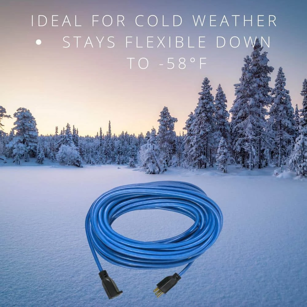 Husky 25 Ft. 12/3 Medium Duty Cold Weather Indoor/Outdoor Extension Cord, Blue 7 Husky 25 Ft. 12/3 Medium Duty Cold Weather Indoor/Outdoor Extension Cord, Blue - Image 7