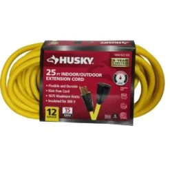 Husky 25 Ft. 12/3 Extension Cord, Yellow -Husky Shop husky general purpose cords hd 1004823551 4f 1000