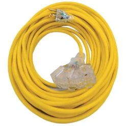Husky 50 Ft. 14/3 Medium Duty Indoor/Outdoor Extension Cord With Multiple Outlet Triple Tap Lighted End, Yellow -Husky Shop husky general purpose cords sjtw143050tripl 40 1000