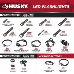 Husky 10000 Lumens Dual Power Focusing Aluminum Rechargeable Flashlight -Husky Shop husky handheld flashlights 91307 d4 1000