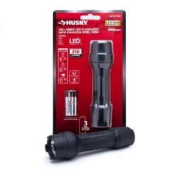 Husky 350 Lumens Tough Stainless Steel Core LED Flashlight -Husky Shop husky handheld flashlights hsk1pk350psf 77 1000
