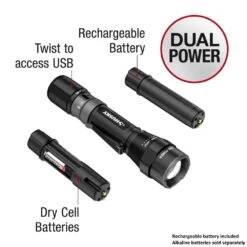 Husky 1200 Lumens Dual Power LED Rechargeable Focusing Flashlight With Rechargeable Battery And USB-C Cable Included -Husky Shop husky handheld flashlights hsky1200dpfl 40 1000
