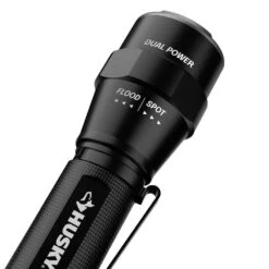 Husky 1200-Lumens Dual Power LED Rechargeable Focusing Flashlight With Rechargeable Battery And USB-C Cable Included (2-Pack) -Husky Shop husky handheld flashlights hsky1200dpfl2pk 40 1000