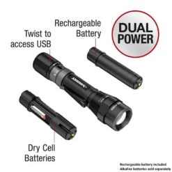 Husky 1200-Lumens Dual Power LED Rechargeable Focusing Flashlight With Rechargeable Battery And USB-C Cable Included (2-Pack) -Husky Shop husky handheld flashlights hsky1200dpfl2pk 66 1000