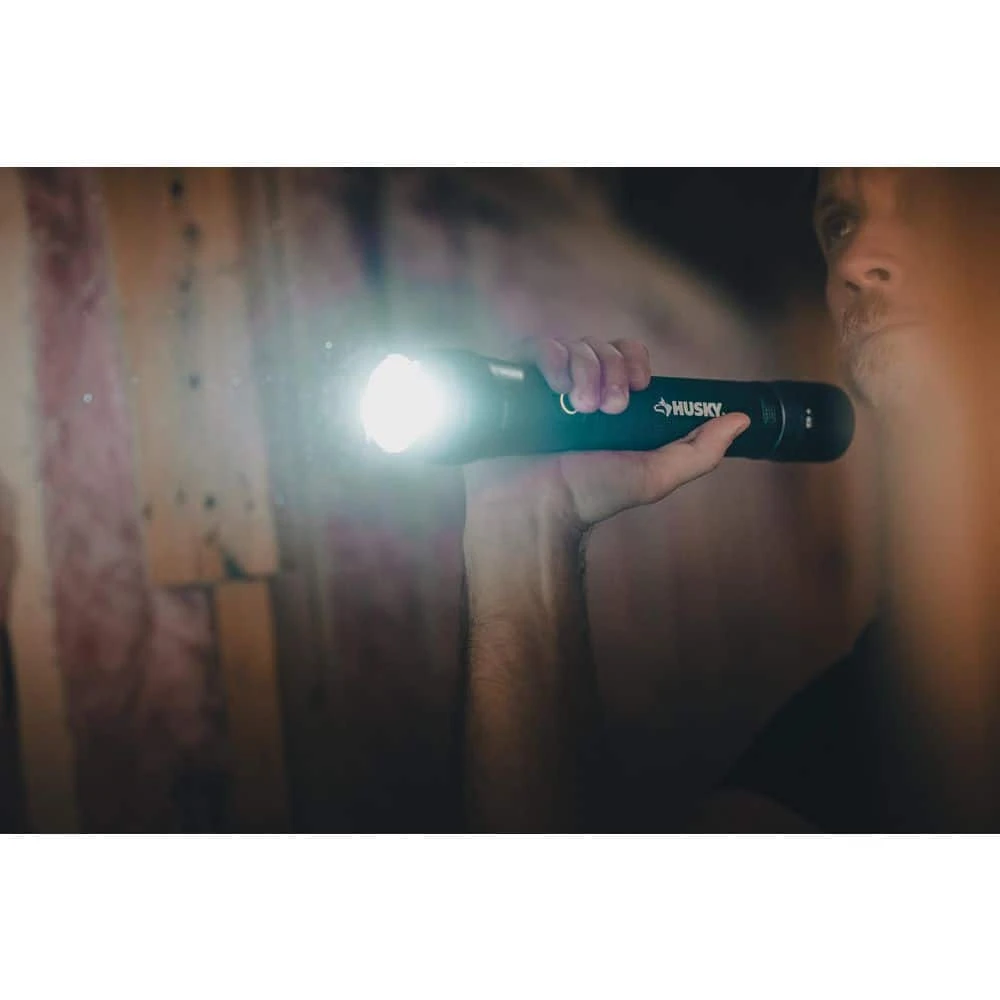 Husky 5000 Lumens Dual Power LED Rechargeable Focusing Flashlight With Rechargeable Battery And USB-C Cable Included 13 Husky 5000 Lumens Dual Power LED Rechargeable Focusing Flashlight With Rechargeable Battery And USB-C Cable Included - Image 13
