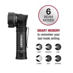 Husky 750 Lumens Dual Power LED Swivel-Head Rechargeable Flashlight With Pocket Clip And Rechargeable Battery -Husky Shop husky handheld flashlights hsky750dpswf 1d 1000